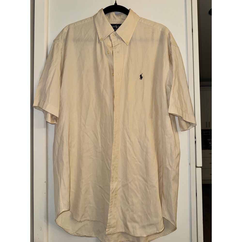 Polo Ralph Lauren Blake Shirt Mens XL Cream Silk button down Vintage